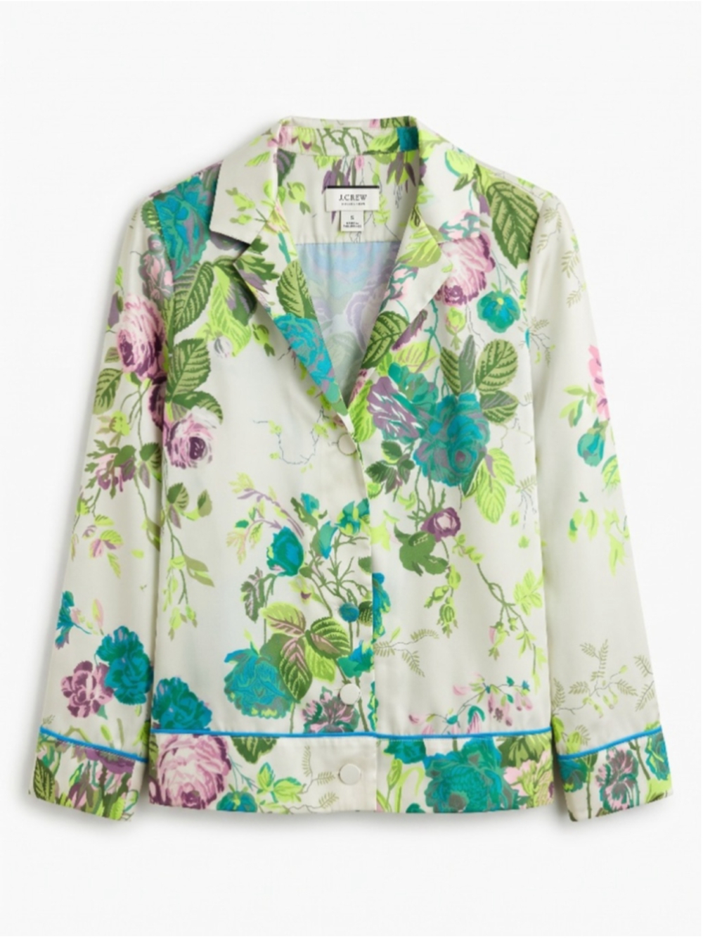 J.CREW Drapey Button-up Floral Top Loose Fitting Blouse, Sz S